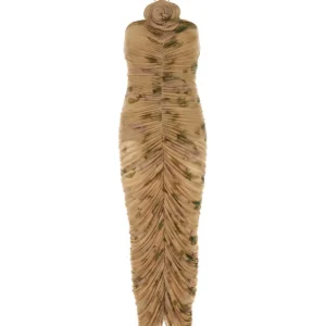 Printed stretch mesh dress