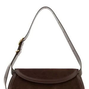 Brown suede small Cannolo crossbody bag