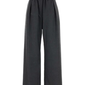 Embroidered wool wide-leg pant