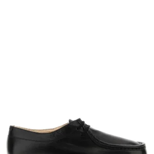 Black leather lace-up shoes
