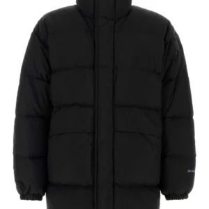 Black nylon blend down jacket