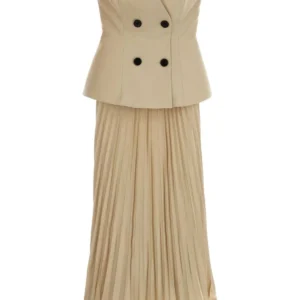 Beige stretch gabardine dress