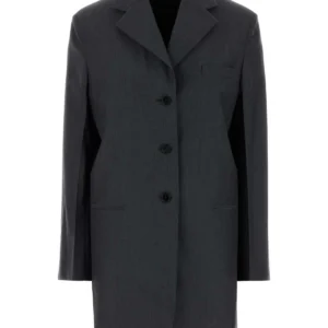 Dark grey wool blend oversize blazer