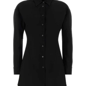 Black wool blend shirt