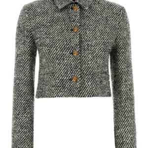 Two-tone boucle blazer