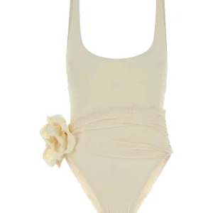 Cream stretch nylon blend swimsuit