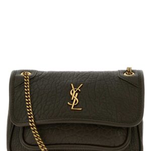 Dark green leather mini Niki crossbody bag