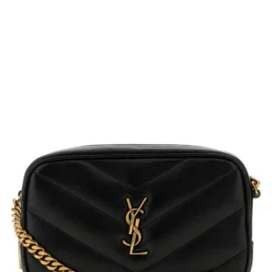Black leather mini LouLou crossbody bag