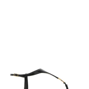 Black leather Cassandre thong sandals