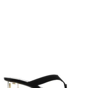 Black satin Frida thong mules