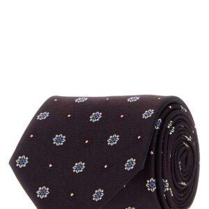 Embroidered jacquard tie