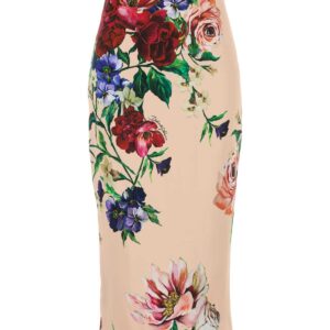 Printed stretch satin skirt