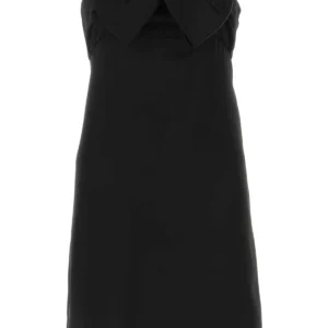 Black satin mini dress