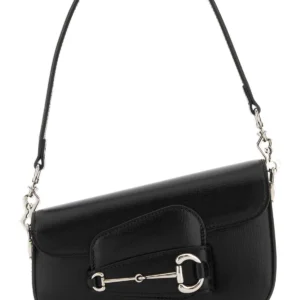 Black leather mini Gucci Horsebit 1955 handbag