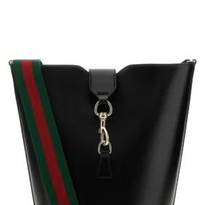 Black leather small bucket bag