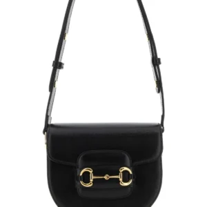 Black leather mini Gucci Horsebit 1955 shoulder bag