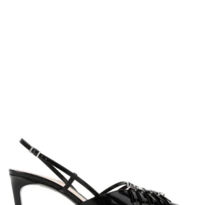 Black leather pumps
