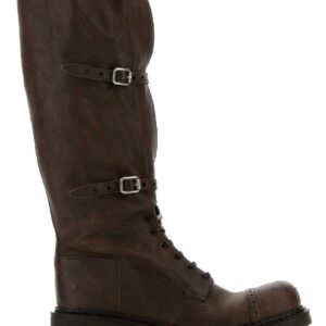 Brown leather boots