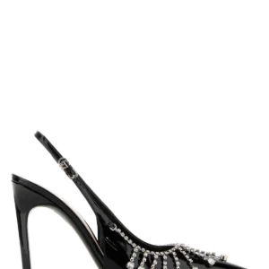 Black leather pumps