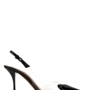 Two-tone PVC and leather pumps