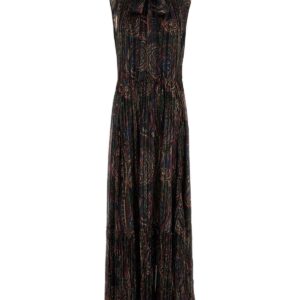 Printed silk blend long dress