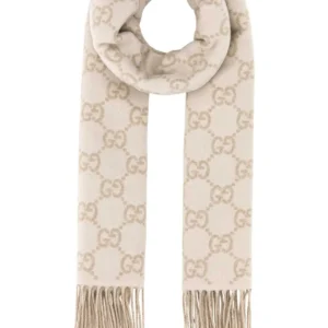 Embroidered cashmere reversible scarf