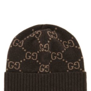 Embroidered cashmere beanie hat