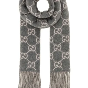 Embroidered cashmere reversible scarf