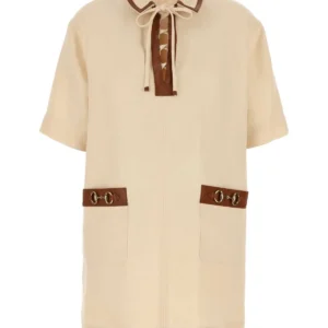 Sand linen mini dress