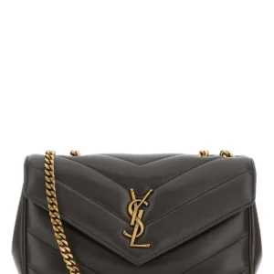 Dark grey leather small LouLou shoulder bag