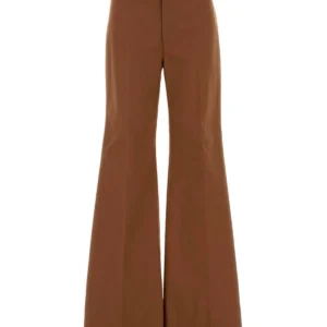 Pantalone dalla gamba ampia in cotone mattone
