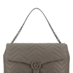 Grey leather maxi GG Marmont shoulder bag