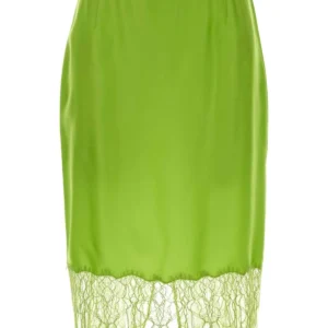 Fluo green satin skirt