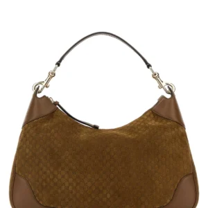 Brown suede medium Gucci B shoulder bag