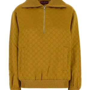 Mustard viscose blend polo shirt