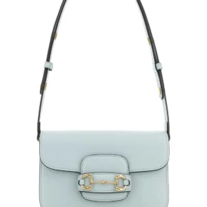 Pastel light blue small Gucci Horsebit 1955 shoulder bag
