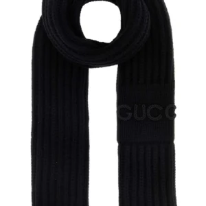 Black wool blend scarf