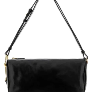 Black leather shoulder bag