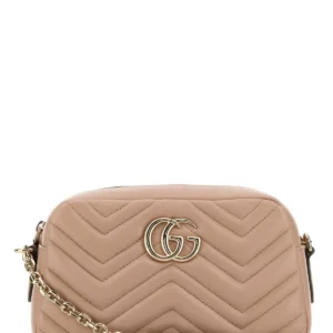 Pink nappa leather GG Marmont crossbody bag