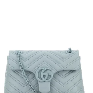 Light blue nappa leather small GG Marmont shoulder bag