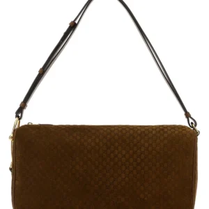 Caramel suede Gucci Half Horsebit shoulder bag