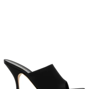 Black satin mules