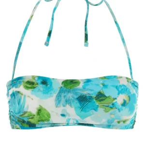 Printed stretch nylon bikini top