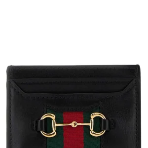 Black leather card holder