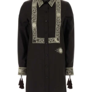 Chocolate silk shirt dress