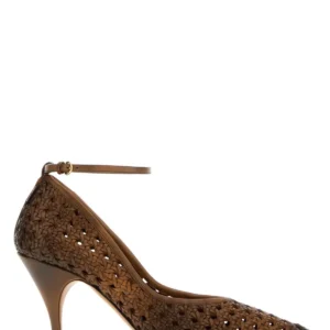 Brown leather pumps