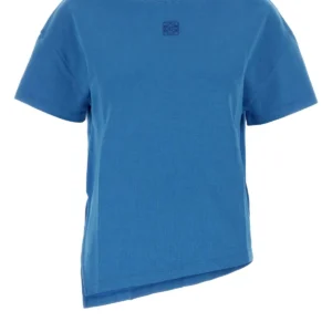 Light-blue cotton blend t-shirt