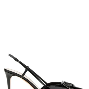 Black leather VLogo Signature pumps