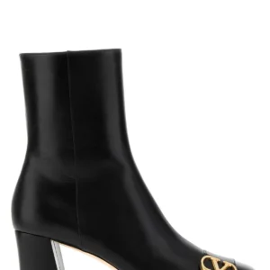 Black leather ankle boots