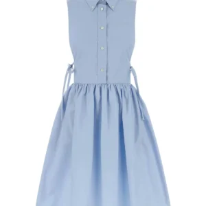 Light-blue poplin shirt dress
